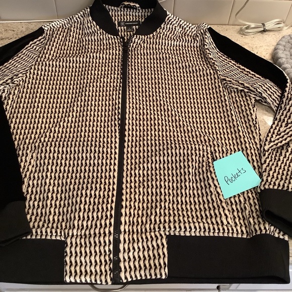 INC International Concepts Black and Tan Men’s Velour Full Zip Jacket LG - Picture 7 of 11